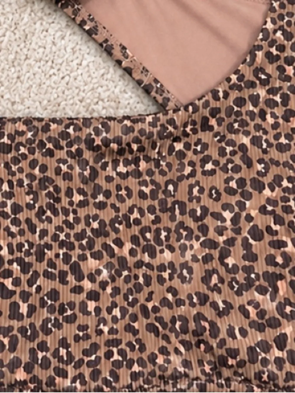 Aerie Leopard Print Scoop Bikini Top Brown Size M NWT
